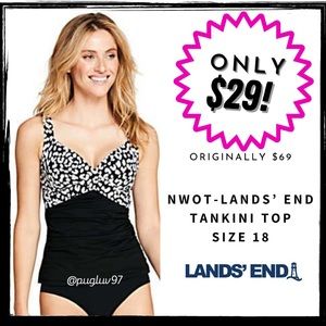 NWOT - Lands End Underwire Tankini Swim Top Sz 18